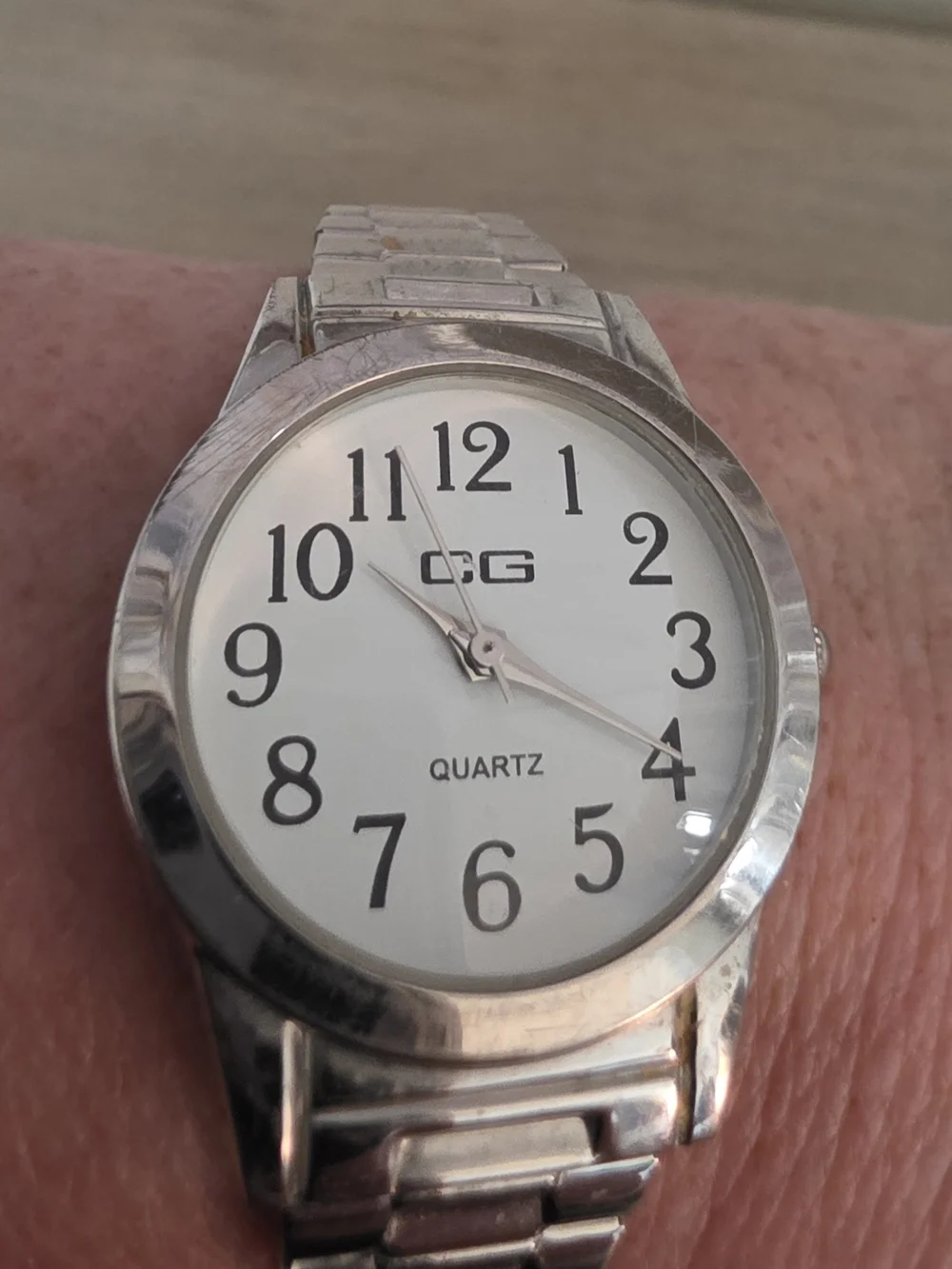 Silver Stainless Steel Quartz Watch - White Dial